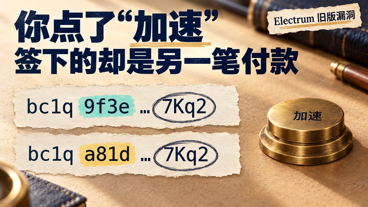 Electrum 旧版漏洞：你点了“加速”，签下的却是另一笔付款